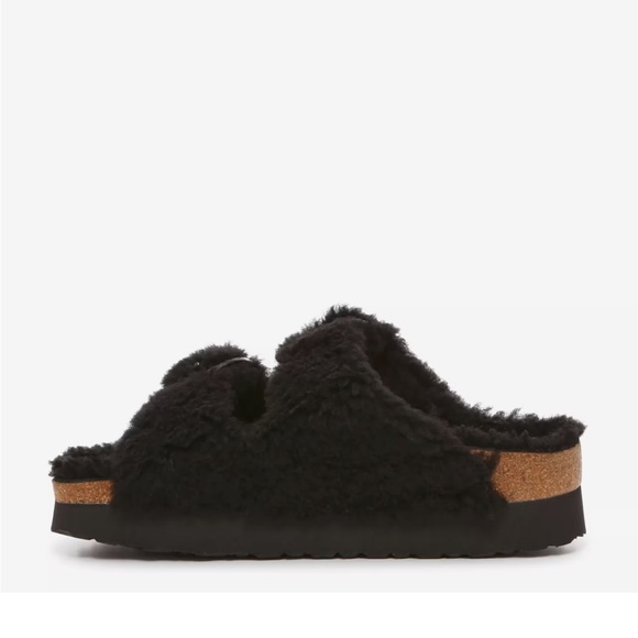 Papillio by BIRKENSTOCK Big Buckle Shearling Platform Sandal Black 41 - Picture 5 of 5